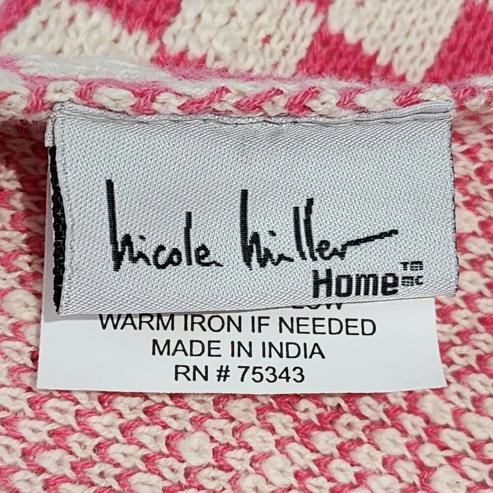 Nicole Miller Cotton‎ Throw Blanket Decorative Oversize Floral And Check 50x70in